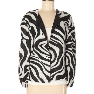 NWT Chico's Black & Gray Zebra Printed Cape Jacket Size 1 (M/8)